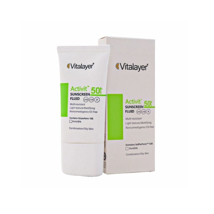 خرید فلوئید ضد آفتاب پوست چرب Activit SPF50 ویتالیر 50ml