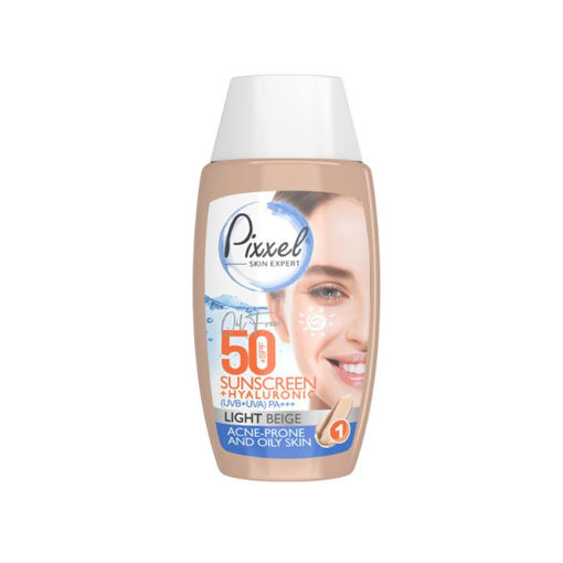 کرم ضدآفتاب رنگ بژ روشن مناسب پوست جوشدار و چرب پیکسل