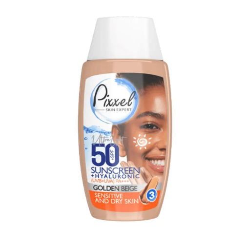کرم ضدآفتاب رنگ بژ طلایی مناسب پوست خشک و نرمال پیکسل