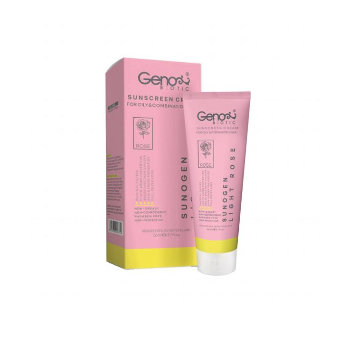 کرم ضد آفتاب ژنوبایوتیک SPF 50 سانوژن مناسب پوست های چرب و مختلط حجم 50 میلی لیتر