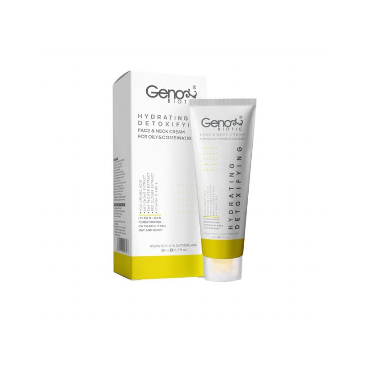 کرم رطوبت رسان و دتوکسیفای کننده صورت و گردن ژنوبایوتیک مناسب پوست های چرب و مختلط